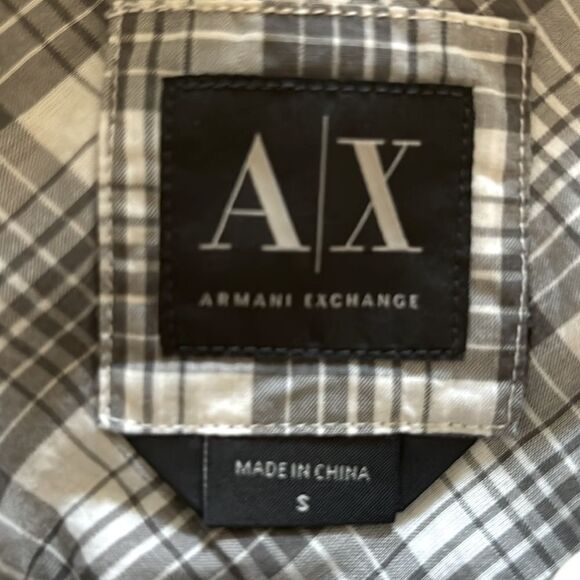 A/X Armani Exchange Black Gray White Plaid Button Down Shirt — Size S - Picture 7 of 7